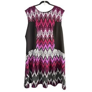 GABBY SKYE 20W Plus Size Chevron Dress Pink Black White Flattering Classic Style